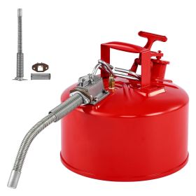 Safety Gas Can, 2.5 Gallon Type II Red Safety Can for Gasoline with Stainless Steel Flame Arrester, Self-Closing Lid & Flexible Metal Spout