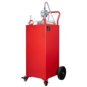 40 Gallon Fuel Caddy, Gasoline & Diesel Fuel Tank with Manual Transfer Pump, Portable Fuel Storage Tank with 4 Wheels & 10 ft Hose, Gas Caddy for