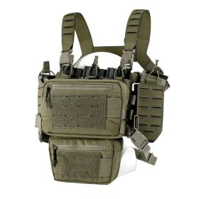 Chest Rig Molle Modular Micro Fight Chest Rigs Adjustable&Detachable with 5.56/7.62 Magazine Pouch (Color: Ranger green)